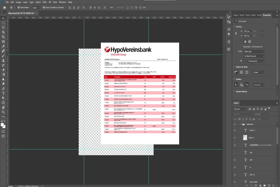 Modèle Word et PDF de relevé d'entreprise de l'HypoVereinsbank template Modèle Word et PDF de relevé d'entreprise de l'HypoVereinsbank template